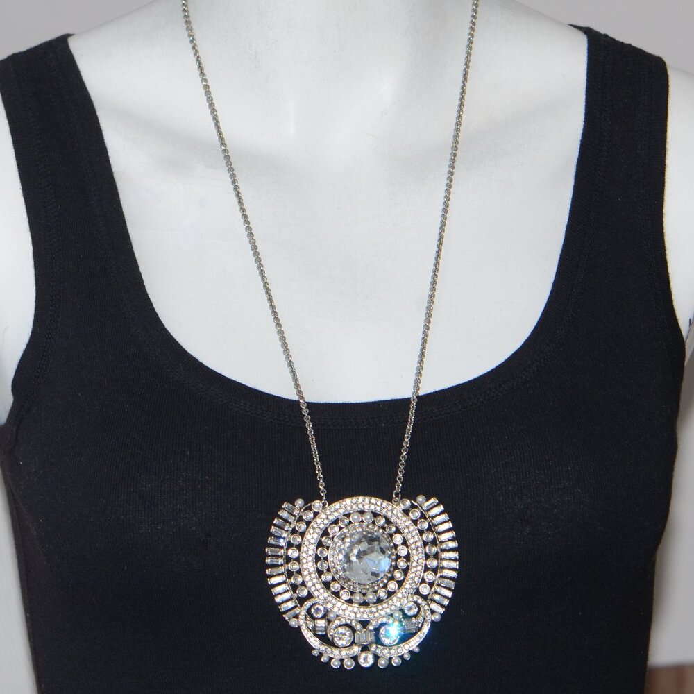 Vintage Kenneth Jay Lane Kjl Crystal & Pearl Drop… - image 1